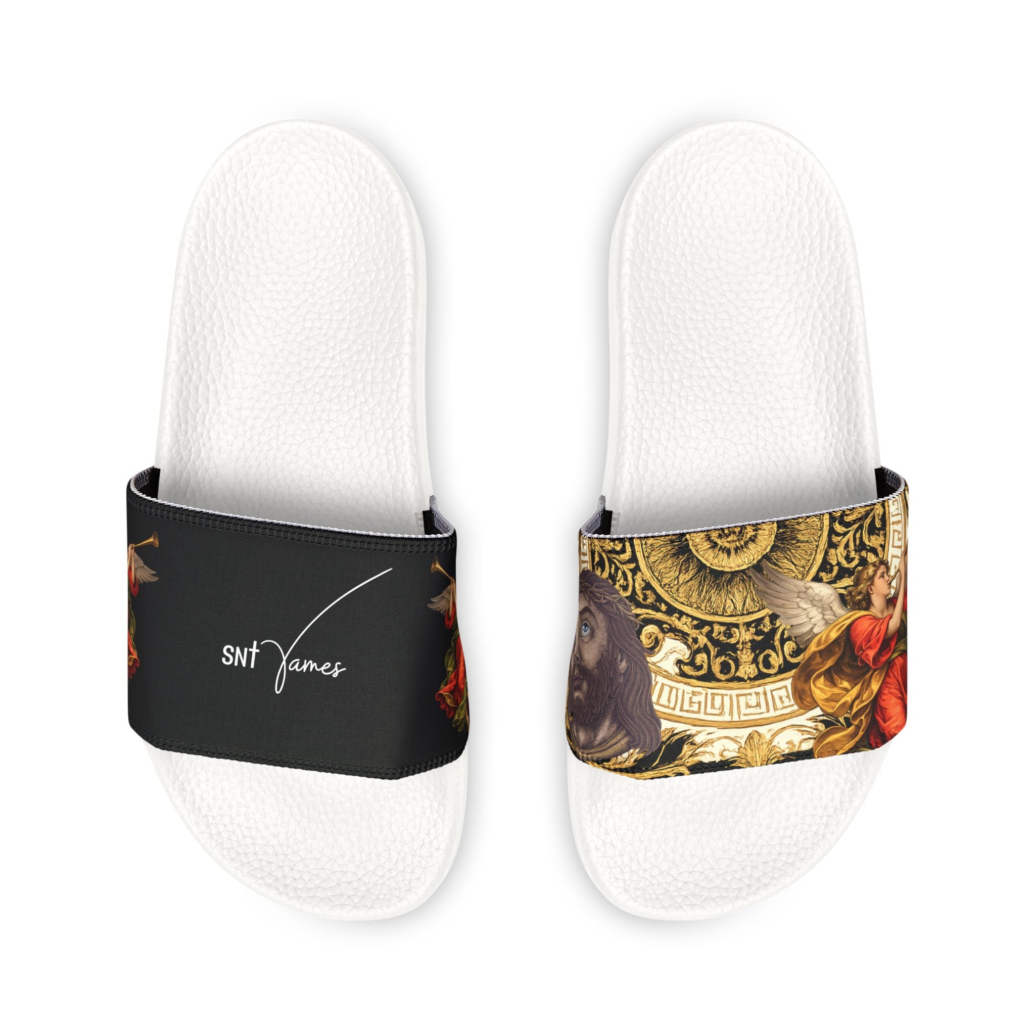 Baroque Floral Medallion Slide Sandals | Removable Strap