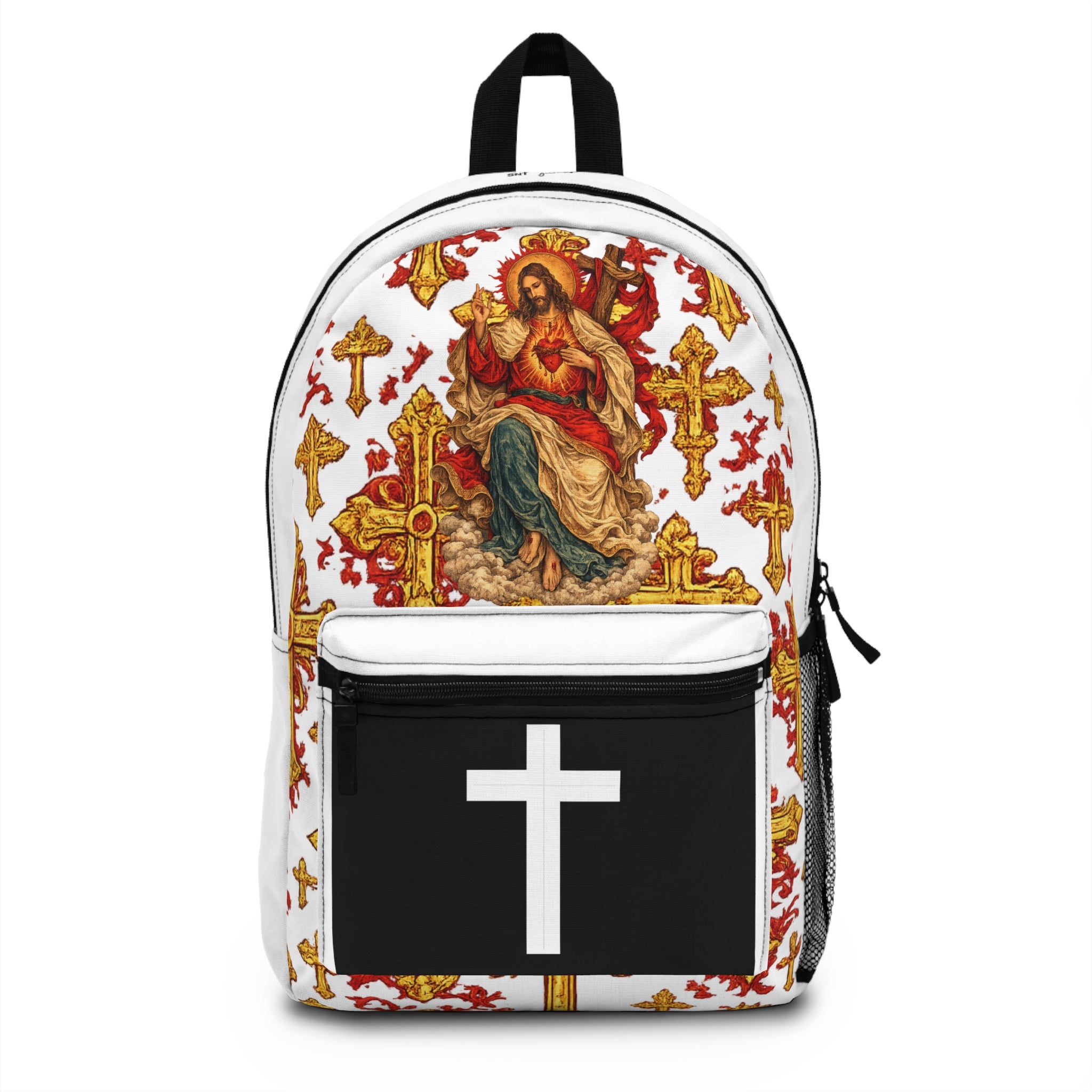 Sacred Christ Throne Cross Backpack | Religious Iconography, Christian Faith