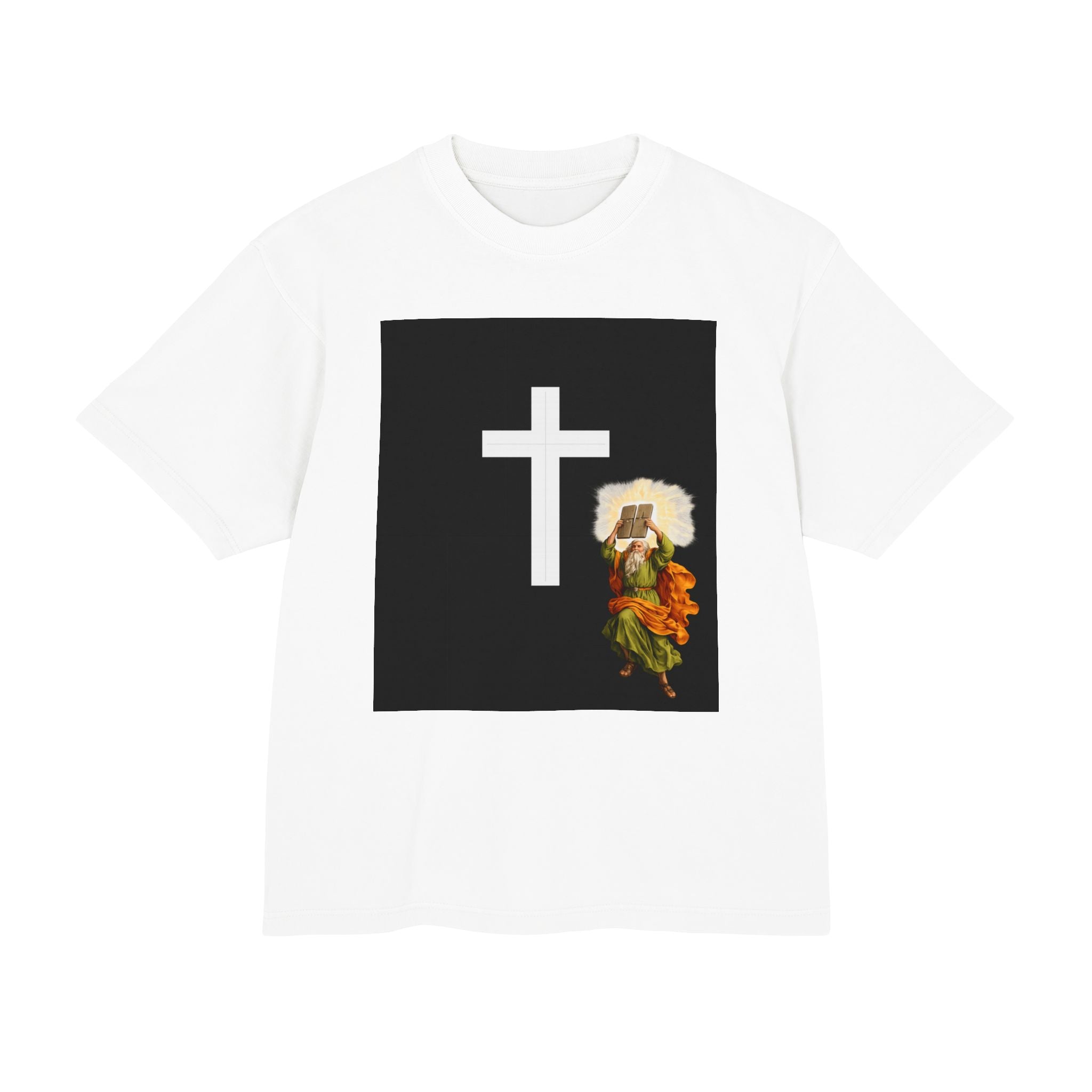 Christian Cross with Saint Illustration T-Shirt | Religious Faith Tee