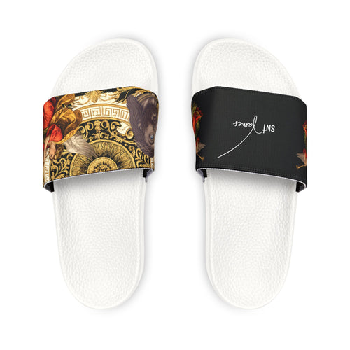 Baroque Floral Medallion Slide Sandals | Removable Strap
