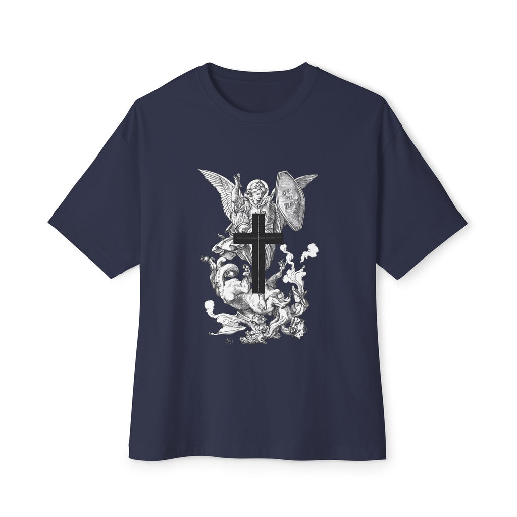 Saint Michael Archangel illustration Tee | Angel slaying dragon T-Shirt