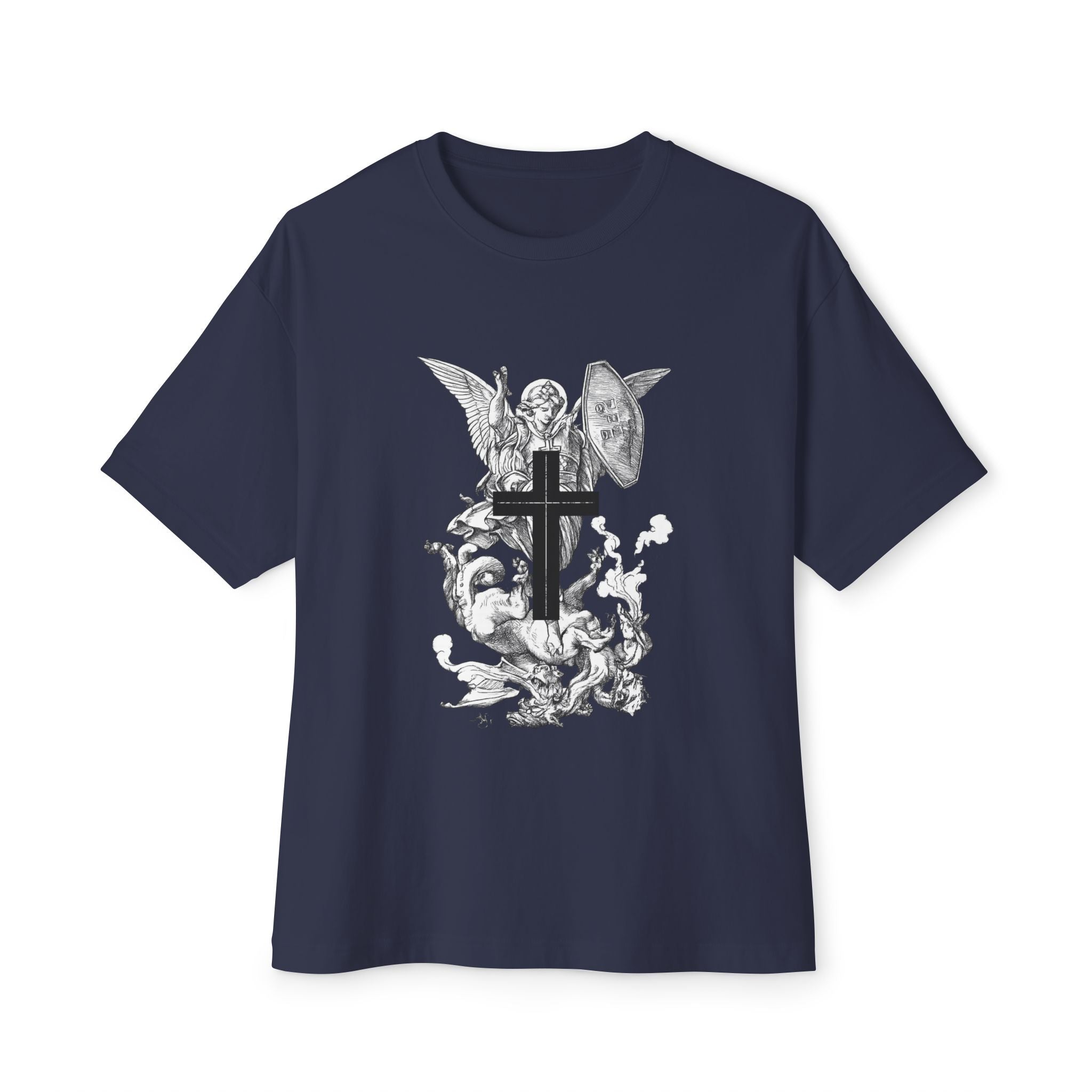 Saint Michael Archangel illustration Tee | Angel slaying dragon T-Shirt