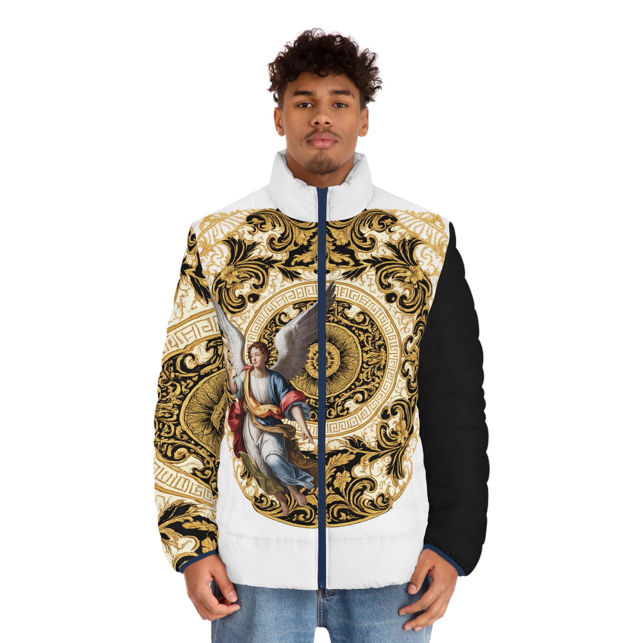 Baroque Angel Medallion Puffer Jacket | Men's Puffer Jacket
