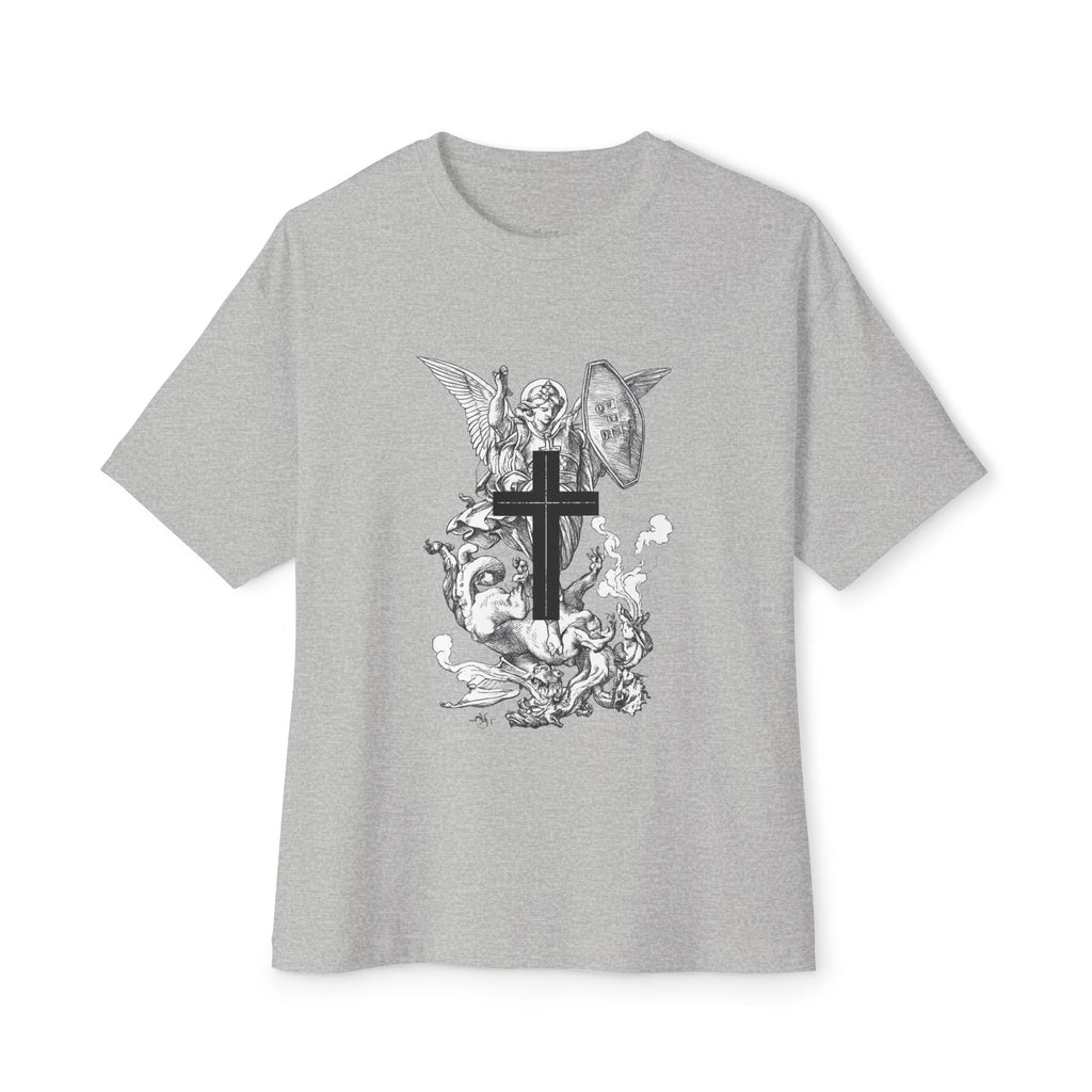 Saint Michael Archangel illustration Tee | Angel slaying dragon T-Shirt