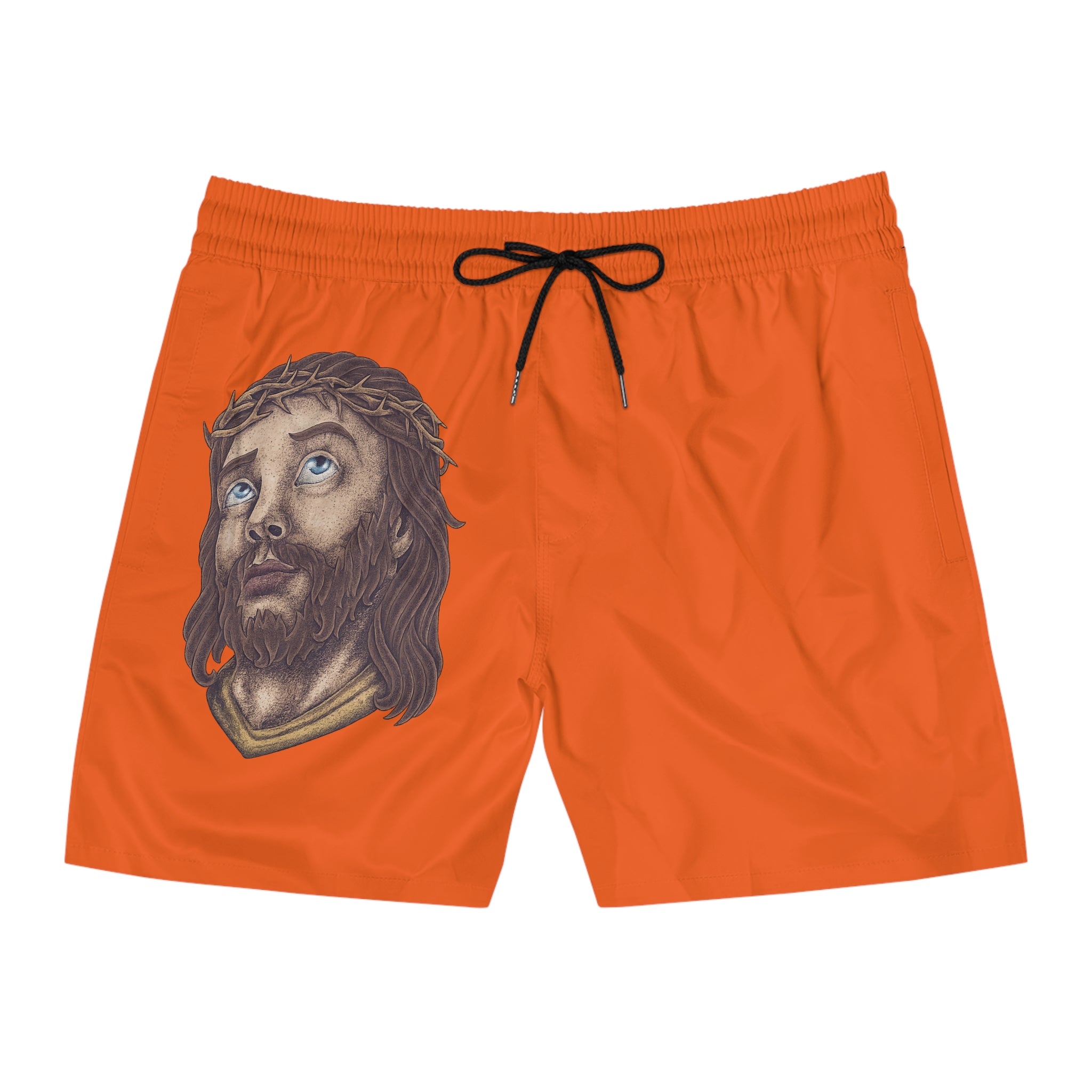 Jesus Portrait Swim Shorts | Red Savior Illustration