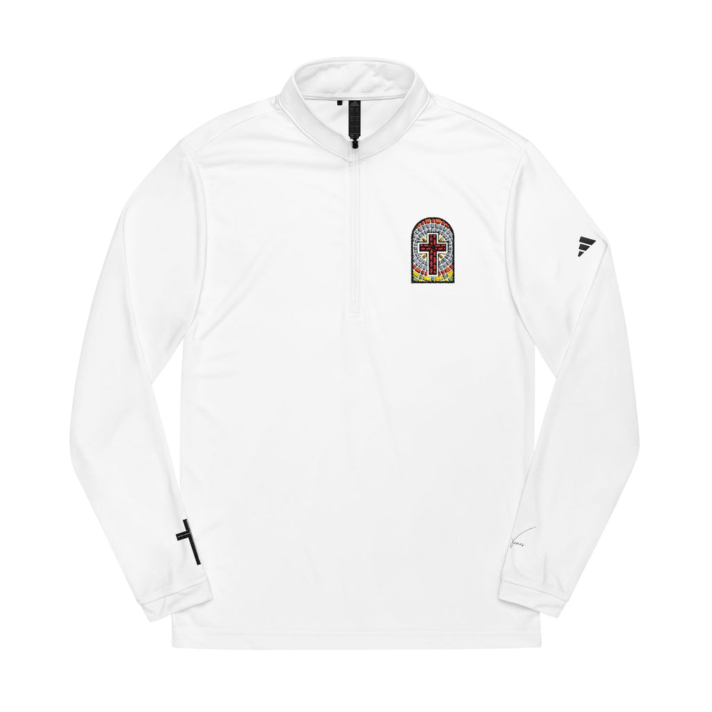 Embroidered Floral Wreath Quarter-Zip Pullover | Athletic Top