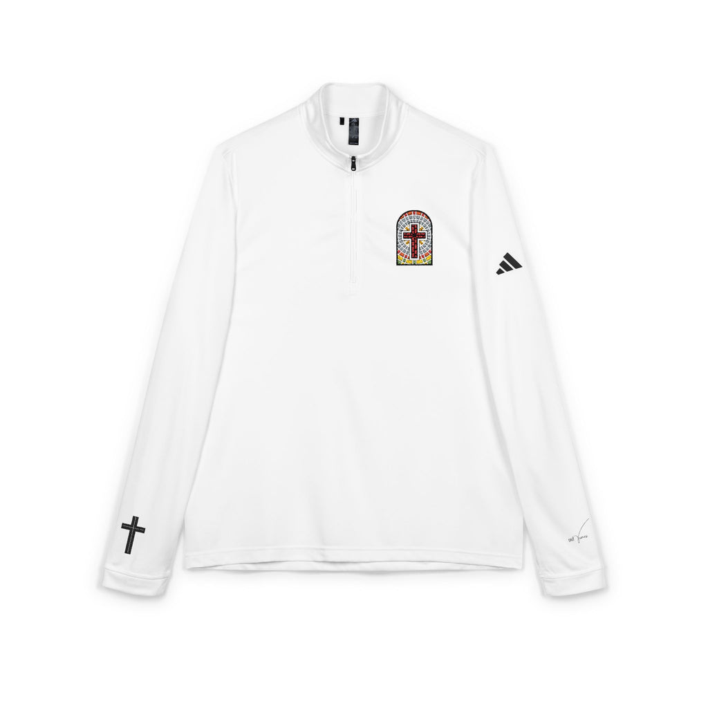 Embroidered Floral Wreath Quarter-Zip Pullover | Athletic Top