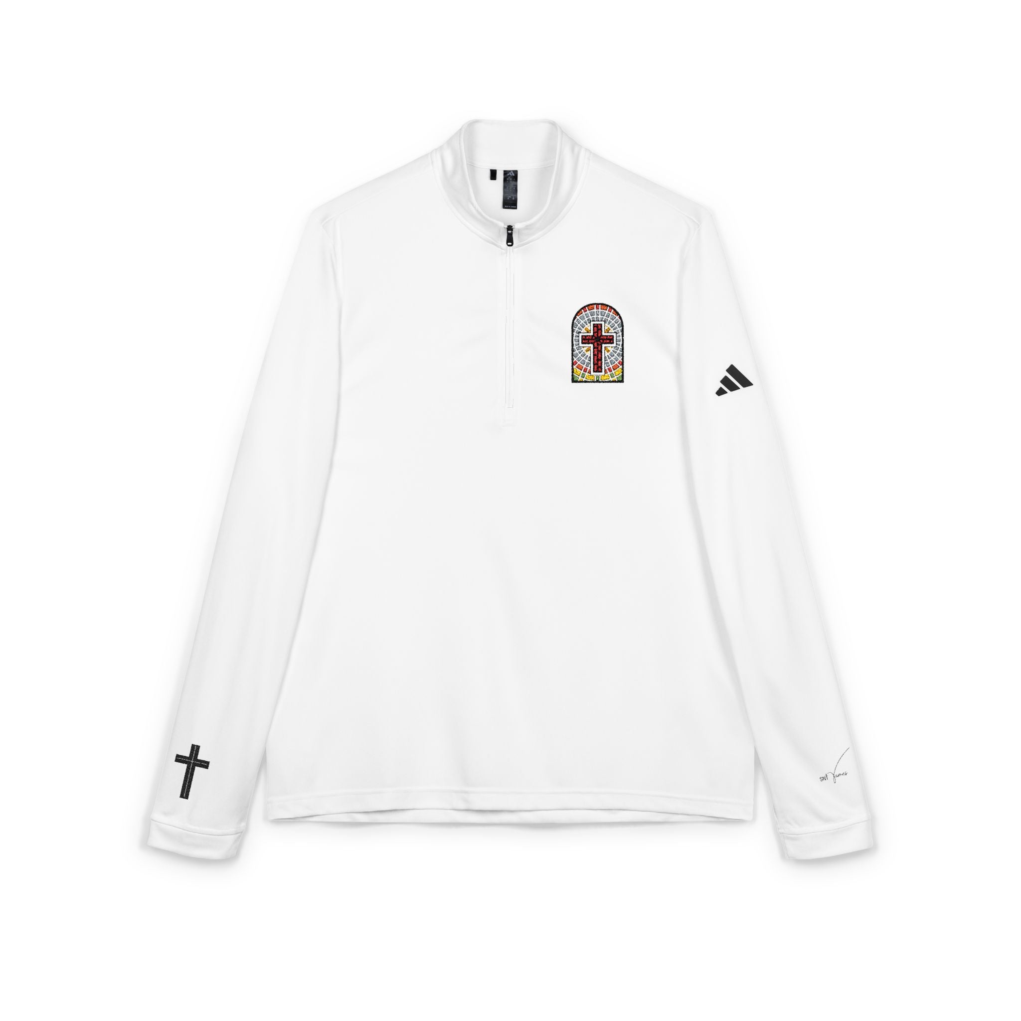 Embroidered Floral Wreath Quarter-Zip Pullover | Athletic Top