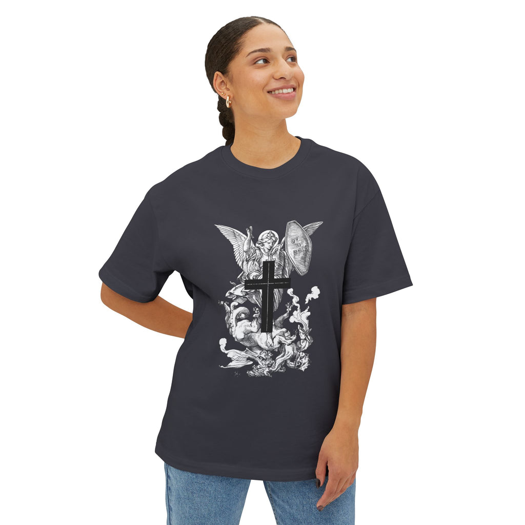 Saint Michael Archangel illustration Tee | Angel slaying dragon T-Shirt