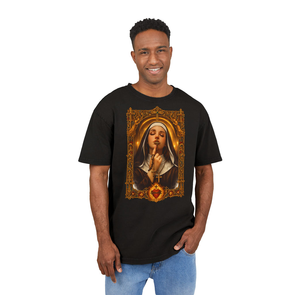 Praying Nun Portrait T-Shirt | Acid Wash Graphic Tee