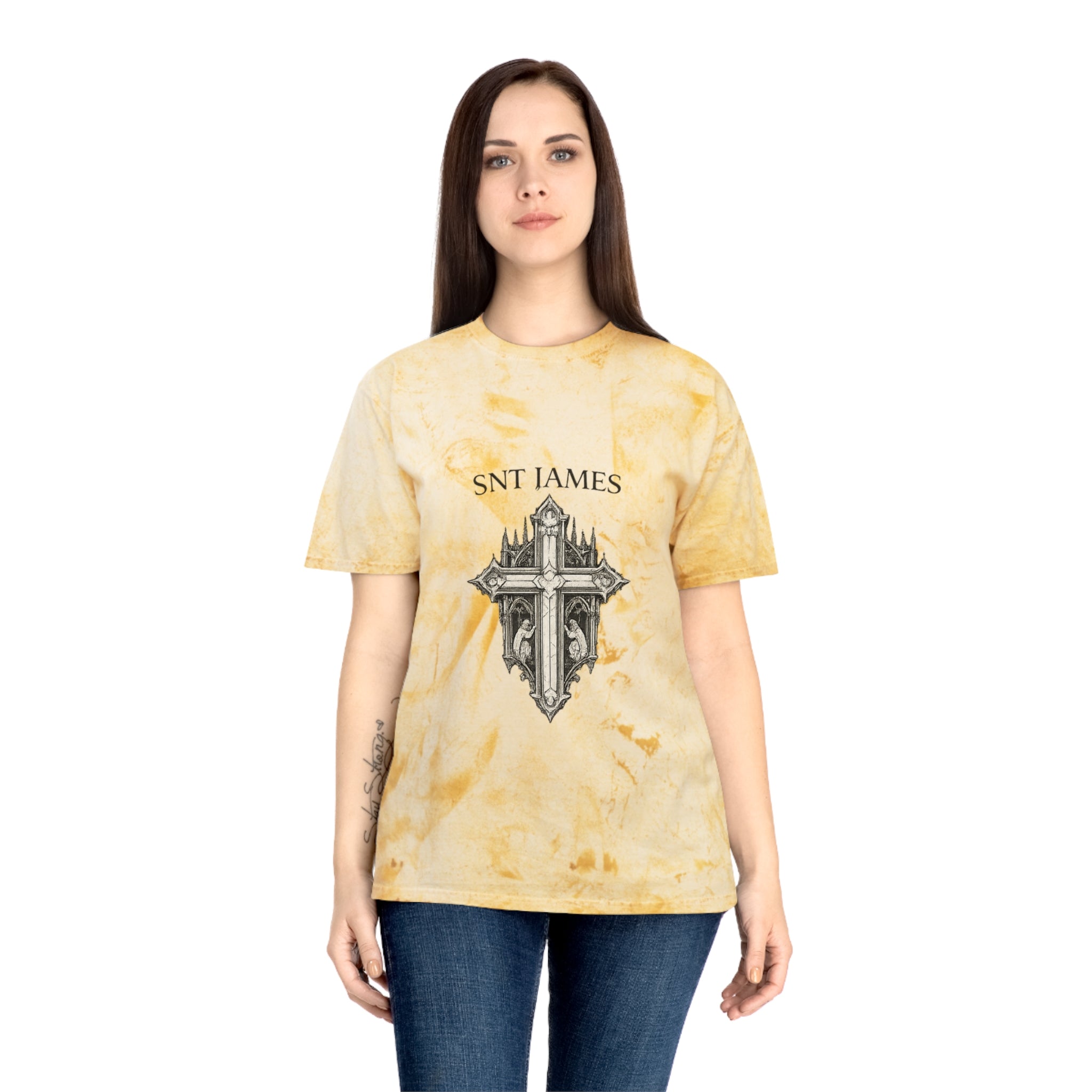 Saint James Cross Graphic T-Shirt | Distressed Tie-Dye Tee